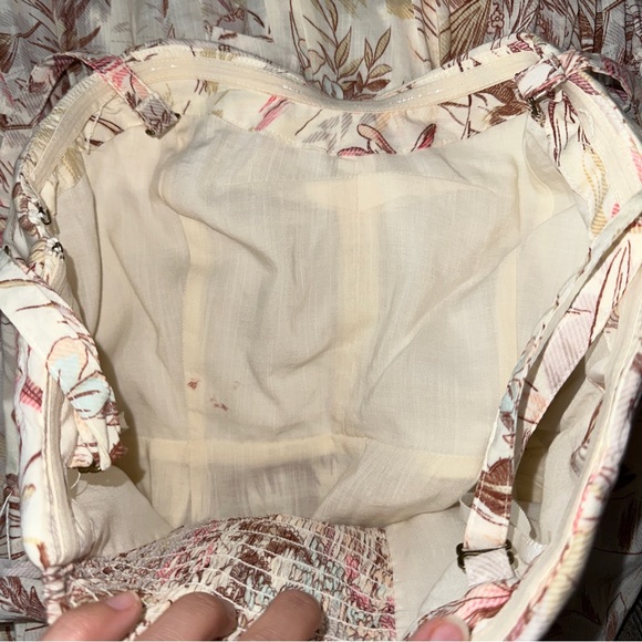 ANTHROPOLOGIE cream tropical palm trees high low flounced Adriana midi dress 8 - Picture 13 of 13